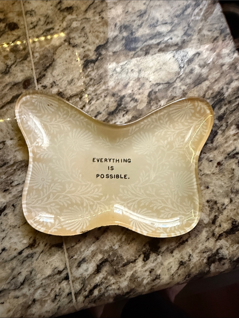 Cream and Gold Inspirational Decorative Tray - 'Everything Is Possible'